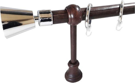 Rodeco Galerie din Lemn pentru Perdele Sicilia Simplă Ø28 mm 160 cm Chrome