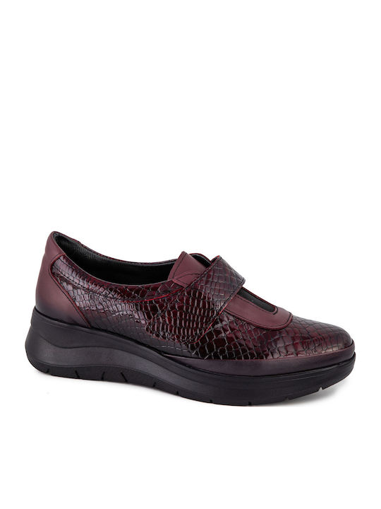 Leather Women's Moccasins in Burgundy 27252-Burgundy