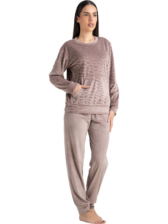 Rachel Set de Pijama de Iarnă pentru Femei Mov Animal