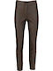 Women's High-Rise Leather Trousers with Elastic in a Slim Fit Brown