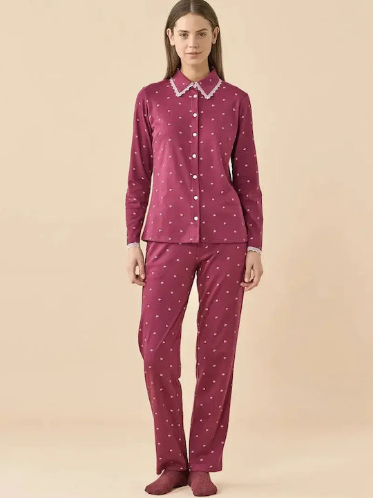 Noidinotte Winter Women's Burgundy Pajama Set