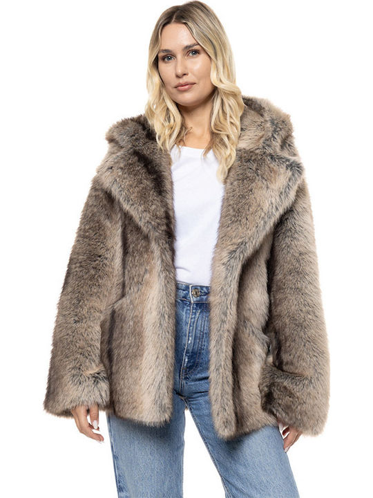 Splendid Kurzer Damenpelz Dunkelbeige