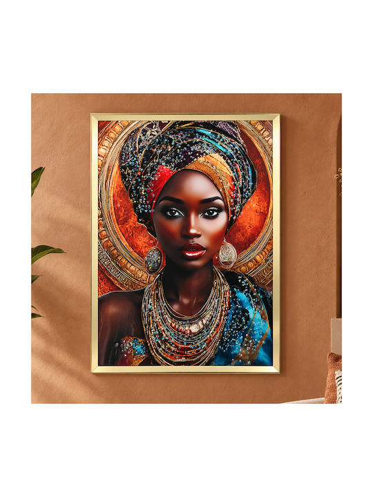 Wooden Wall Painting 50x70 cm Gold-Color Frame ...