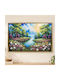 Wooden Wall Art 90x60 cm with Gold Frame and Raised Strass Keskor 29060-36