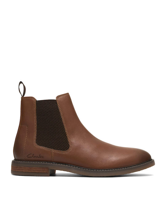 Clarks Jaxen Easy Leder-Chelsea-Stiefel Braun