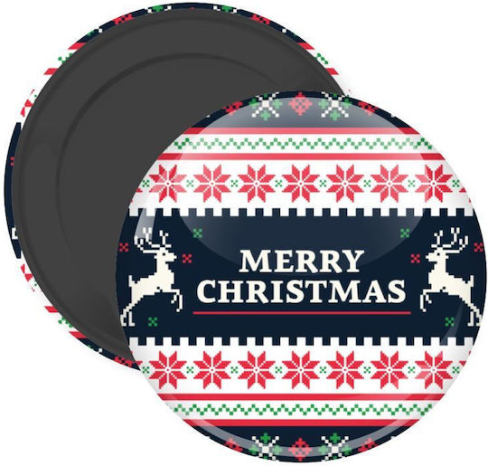 Merry Christmas Vintage Μαγνητάκι Ψυγείου Στρογγυλό Διάστασης 5cm