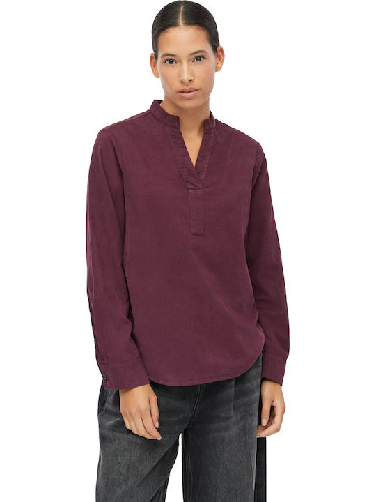 Long Sleeve Women's Burgundy Corduroy Shirt