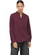 Long Sleeve Women's Burgundy Corduroy Shirt