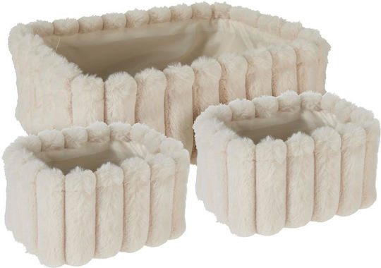 Koopman Set de Coșuri Decorative din Material Textil Ecru 3 Buc.