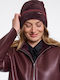 Unisex Fleece Knitted Beanie in Burgundy