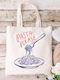 Canvas Fabric Shopping Bag Ecru Pasta Please Design Dimensions 38x40cm Including Handles 38x70cm