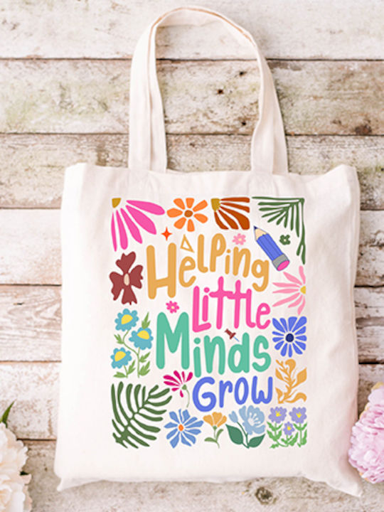 Ecru Fabric Canvas Bag Teacher 07 Design Dimensions 38x40cm With Handles 38x70cm