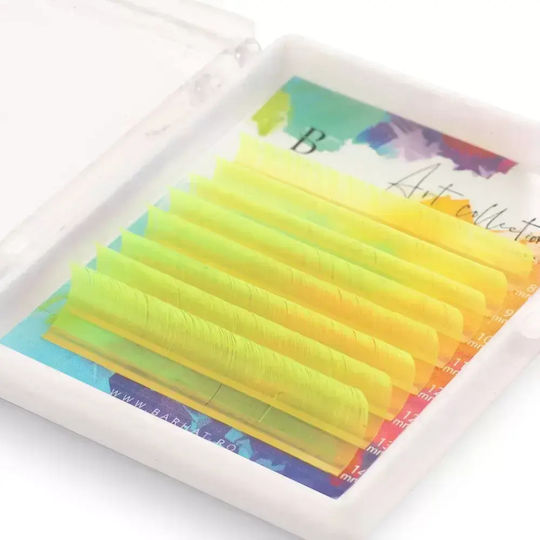 Barhat Art Collection Color Eyelash Extensions Mix 8 Lines Neon Yellow