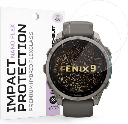 Techsuit Nano Flex 2er-Pack Garmin Fenix 9 43 mm Fenix 9 Pro 43 mm Schwarz