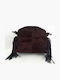 Damenhandtasche / Schultertasche aus Wildleder mit Fransen Braun