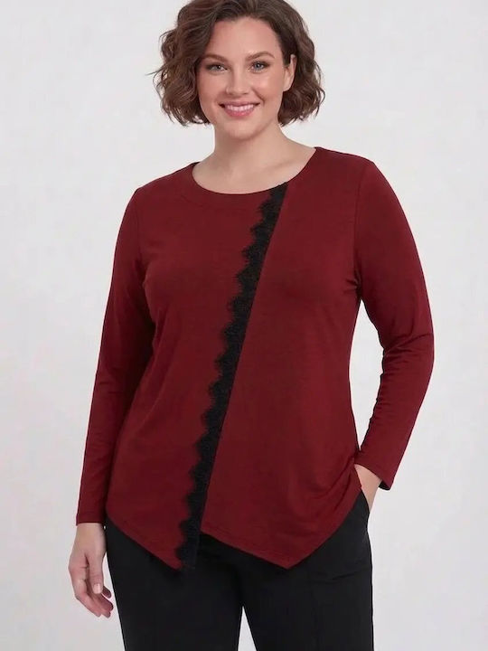 Dina Women's Blouse with Burgundy Lace