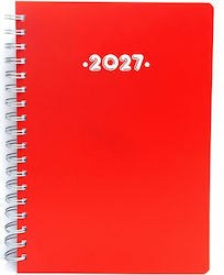 Ydrogeios Daily Diary 2027 Red Spiral 21x29 cm