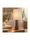 Ankor Wooden Table Lamp with Beige Shade and Brown Base