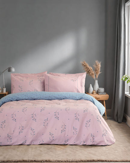 Nima Elisa Super-Double Fitted Sheet Set 165x200+32cm Pink-Blue (4pcs)