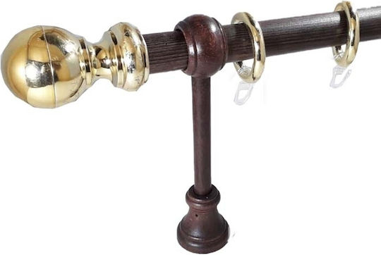 Rodeco Bară de perdea din lemn, simplă, Ø28 mm, 120 cm, Gold