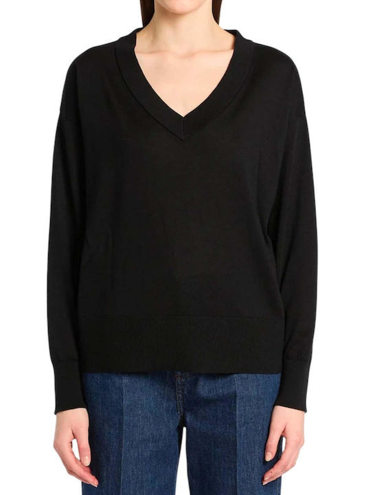 Mlsfacella Women's Black V-Neck Blouse