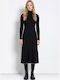 Midi Turtleneck Dress Black