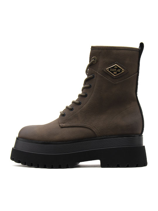Replay Any Icon Damen Biker-Stiefeletten Braun