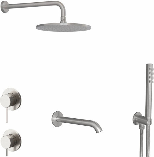 Cora Cora N10131-111+210-N5030 for Shower 3-Outlet Built-in Faucet Inox Silver