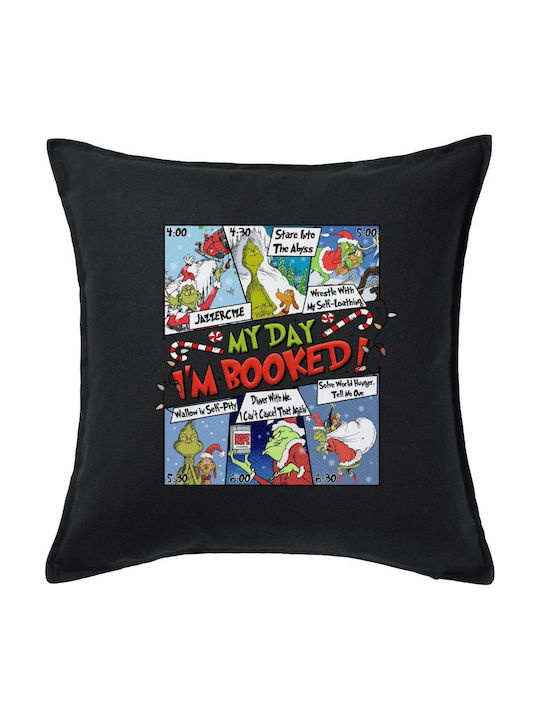My Day Grinch Black Sofa Pillow 100% Cotton Fil...