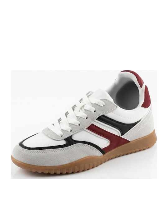 Ideal Shoes Сникърси в Бяло с Черна и Бордо Ивица