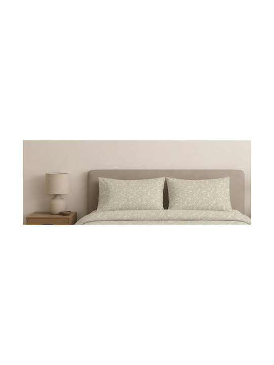 Lumora Flowers Pillowcase Set Beige 52x72cm