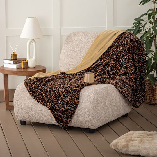 Nima Pelt Σετ Κουβέρτα Fleece Μονή 150x190εκ. Brown-black