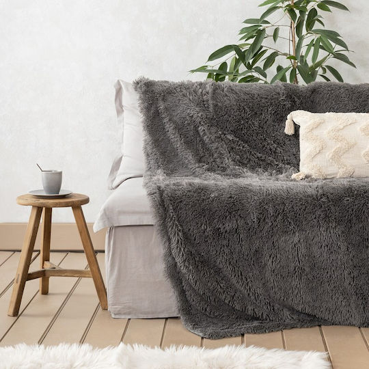 Nima Stona Σετ Κουβέρτα Fleece Μονή 150x190εκ. Dark Gray