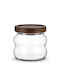 Karvounis General Use Jar with Glass Lid, Transparent, 9x8x9cm