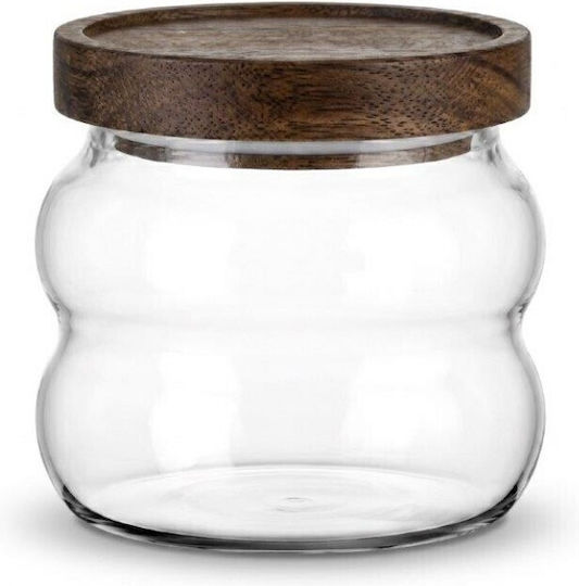 Karvounis General Use Jar with Glass Lid, Transparent, 9x8x9cm