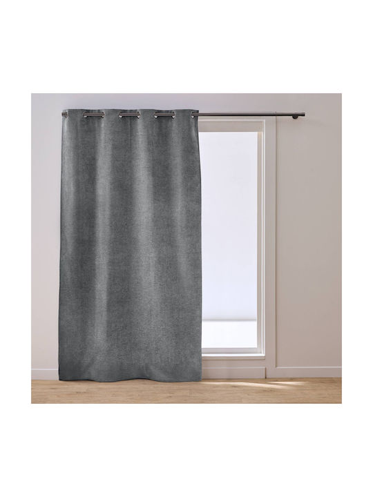 Curtain with Grommets L-c Velouris Anthracite 1...