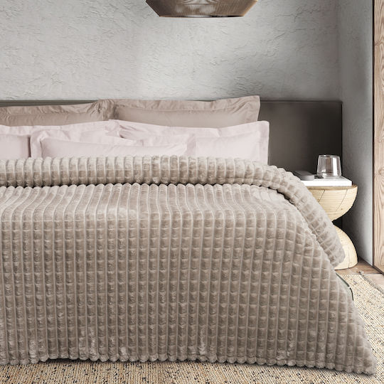 Das Home Κουβέρτα Fleece Υπέρδιπλη 220x240εκ. Taupe