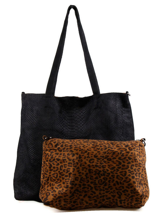 Set Women's Tote Bag Suede Black