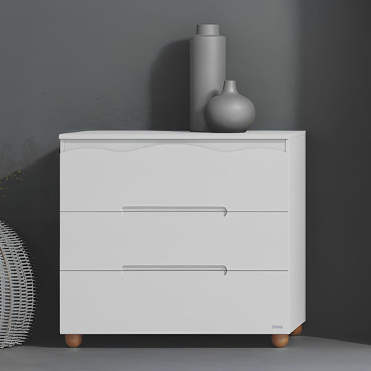 Winnie Baby Dresser with 3 Drawers White 94x50x88cm