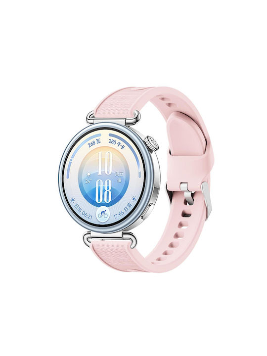 Curea din Silicon cu Textură de Orez Garmin Vivoactive 4s Vivomove 3s Roz