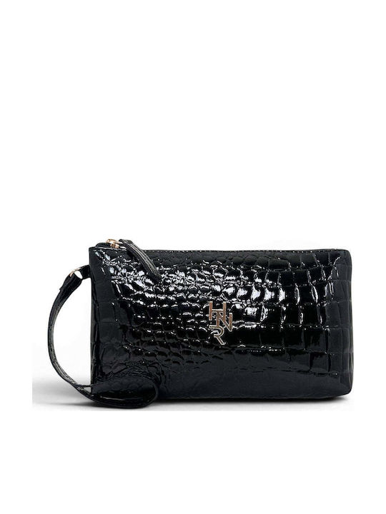 Γυναικεία Τσάντα Χειρός Mini Croco Glos Μαύρο