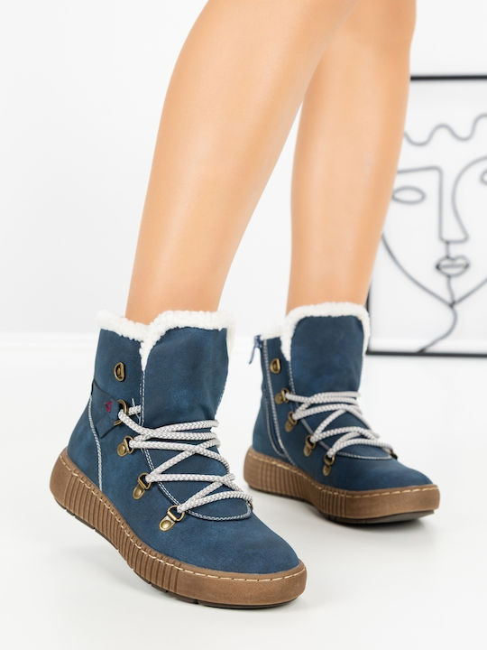 Women's Ankle Boots with Platform Blue