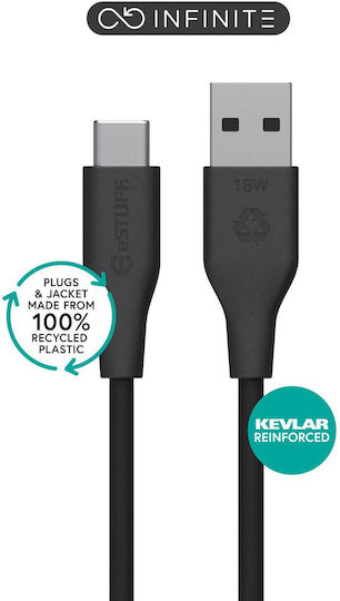 eSTUFF Infinite GRS USB-C към USB-A Кабел 2 m Черен Без PVC Рециклирана Пластмаса