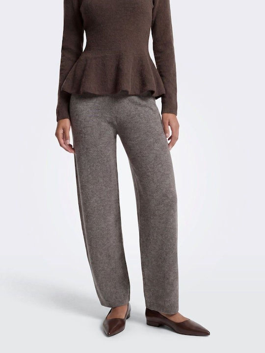 Only Damen-Stoffhose mit Hohem Bund und Regulärer Passform in Braun Only Damen-Stoffhose mit Hohem Bund und Regulärer Passform in Braun