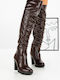 Women's Boots with High Heel & Elastic Brown