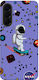 Samsung A57 Astronaut Skateboard Lila Silikon TPU Hülle