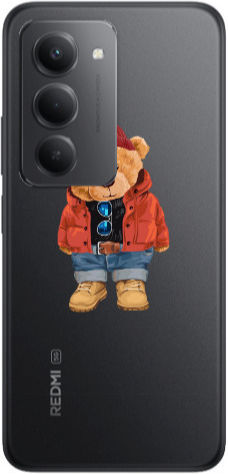 Прозрачен Силиконов TPU Калъф за Xiaomi Redmi 15 с Мече с Шапка