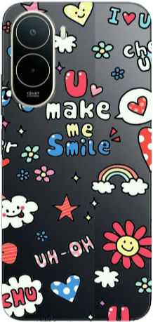 Xiaomi Redmi A7 Pro Rainbow Flowers Transparent Silicone TPU Case