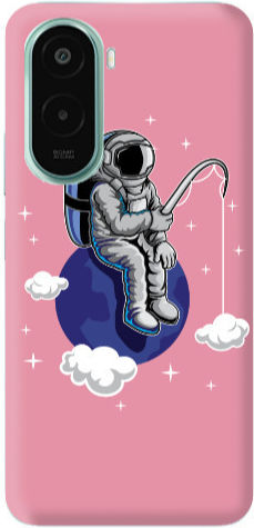 Xiaomi Poco M7 Fishing Space Pinkfarbene Silikon-TPU-Hülle