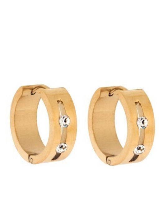 Damenohrringe Senza Goldplated Edelstahl Creolen mit Steinen